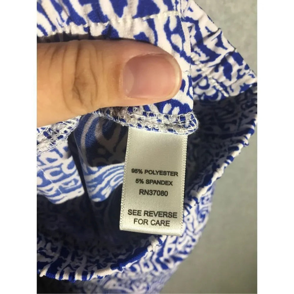 Womens Cato Pants Dressy Formal Career Work Office Patterned Blue White Vintage - Picture 5 of 5